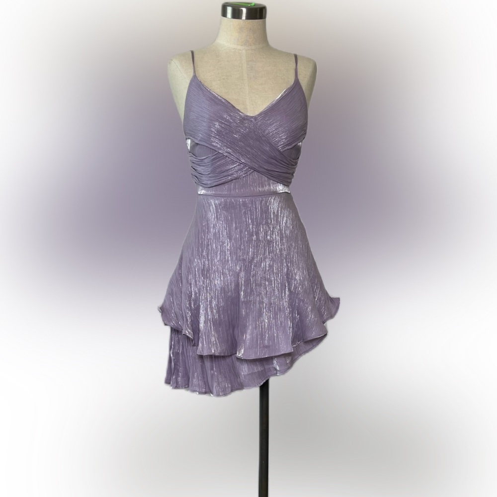 Cross Wrap Front Layered Hem Cami Dress